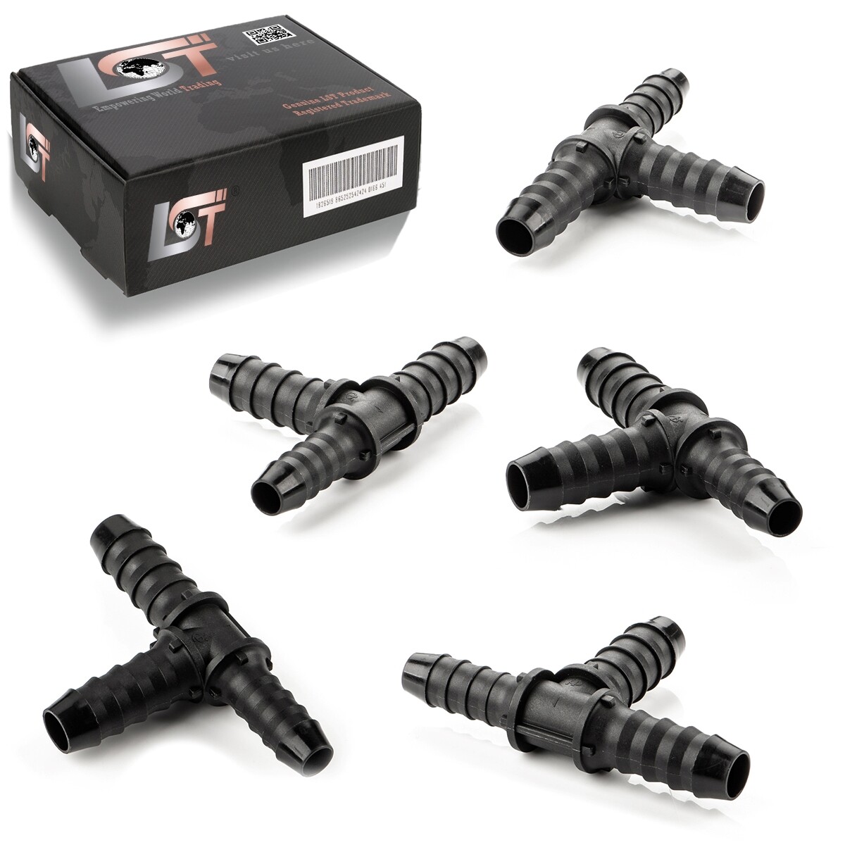 5x Irrigation System T-Piece Hose Connector Reducer Ø 10 mm - Ø 12 mm
