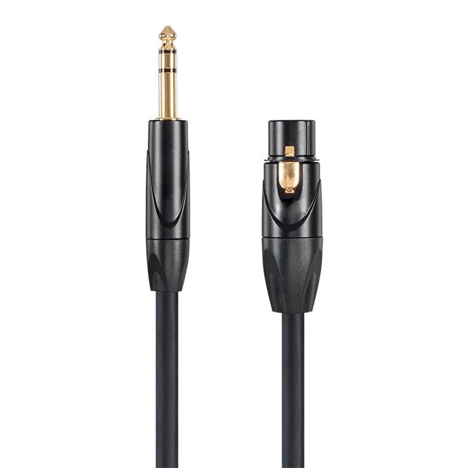 3FT 3-Pin XLR Female to 6.35mm 1/4" TRS Male Mic Microphone Audio Cable Gold - Image 2 of 4