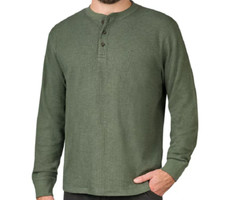 MEMBER'S MARK MEN'S THERMAL HENLEY LONG SLEEVE SHIRT CHOOSE SIZE  COLOR