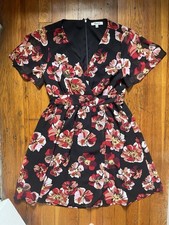 Madewell Women's Tulip Sleeve Mini Dress In French Rose Floral Faux Wrap Dress 0