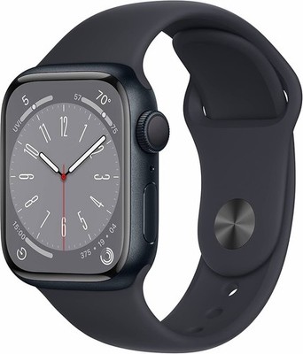Apple Watch Series 8 41mm Midnight Aluminum Case with Sport Band, S/M (GPS)...