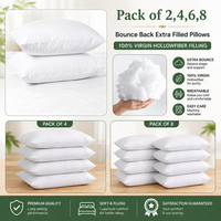 Hollowfiber Pillows Bounce Back Extra Fill Firm Pillows Hotel Quality 2,4&6 Pack