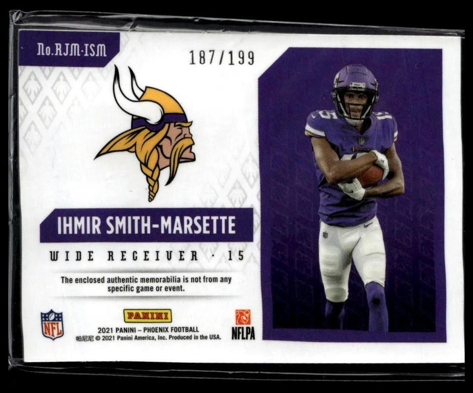 2021 Panini Phoenix #RJM-ISM Ihmir Smith-Marsette Rookie Jumbo Memorabilia #/199 - Image 2 of 2