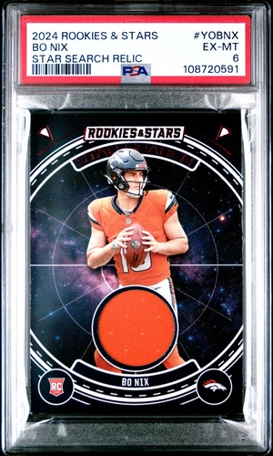 2024 Panini Rookies & Stars Star Search Relics #YOBNX Bo Nix RC PSA 6