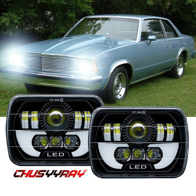 For Chevy Malibu 78-1981 Chevette Corvette DOT Pair 5X7'' 7x6 LED Headlight