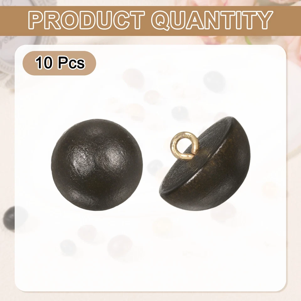 10 botones de madera 0,71" botón de costura con cúpula de hongo con caña, marrón oscuro Foto 3 de 4