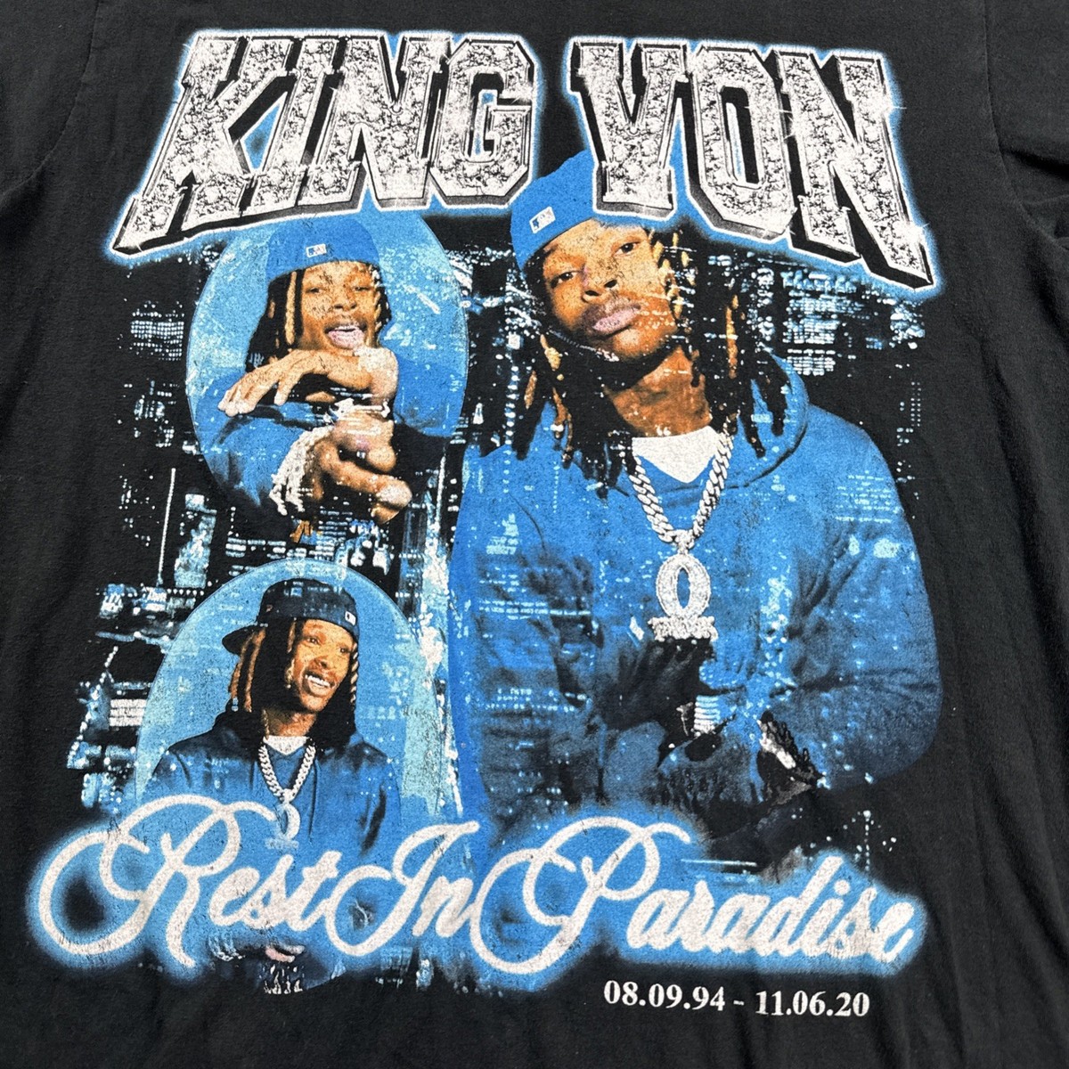 King Von T-Shirt Mens Medium Black Rest In Paradise Graphic Tee