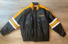 Vintage 1990s STARTER Pittsburgh Steelers Official NFL Leather Jacket Mens XL