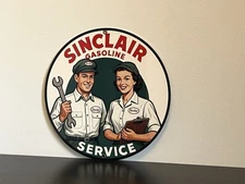 Hi Gloss Sinclair Gasoline Mechanic Service Vintage  Style Metal Sign