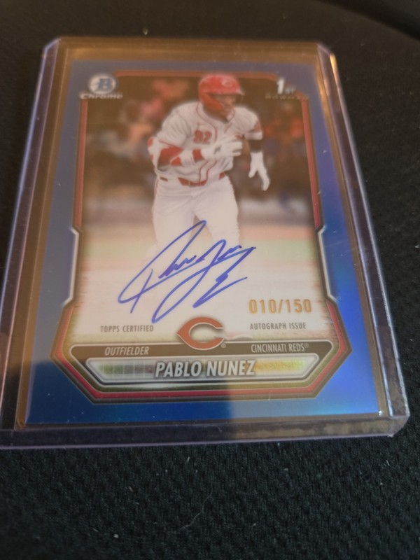 2026 Bowman Pablo Nunez True Blue Auto /150 Cincinnati Reds 