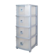 Cassettiera in Plastica Pratika Slim Plus 4 Cassetti Grigio 37,5 x 28,5 x 80 cm