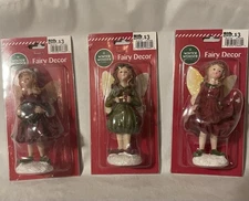 3 Christmas Fairy Figurine Set Winter Wonder Lane Brand 5 Inch W/present, Wreath