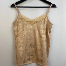 Y2K Satin Lace Camisole Champagne Gold Floral Coquette Fairycore Club Layering