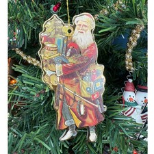 Vintage Christmas Ornament Santa Claus Victorian Die-Cut Santa Flat Ornament