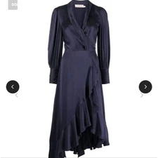 Zimmermann Black Silk Wrap Ruffle Midi dress size 1/4-6 US