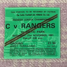 Celtic v Rangers Football Ticket Scottish Premier League 21 November 1981
