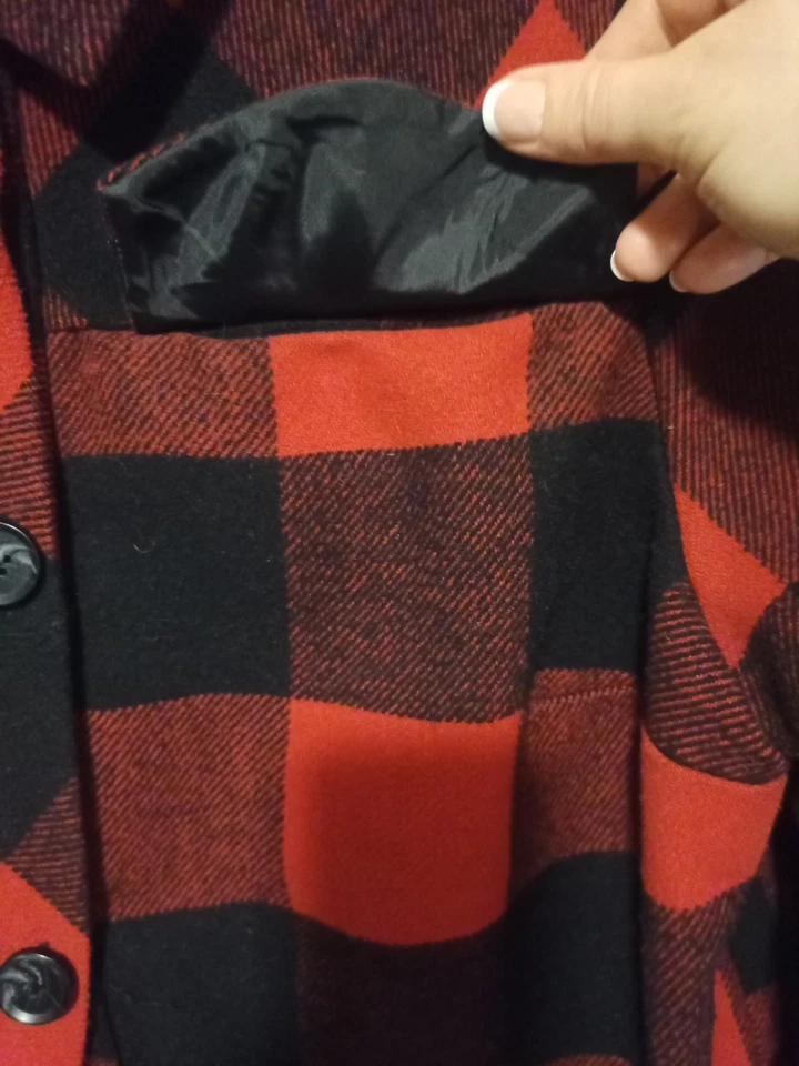 Chamarra Longline Torrid Talla 2x Mezcla Lana Roja Negra Cuadros Foto 3 de 4