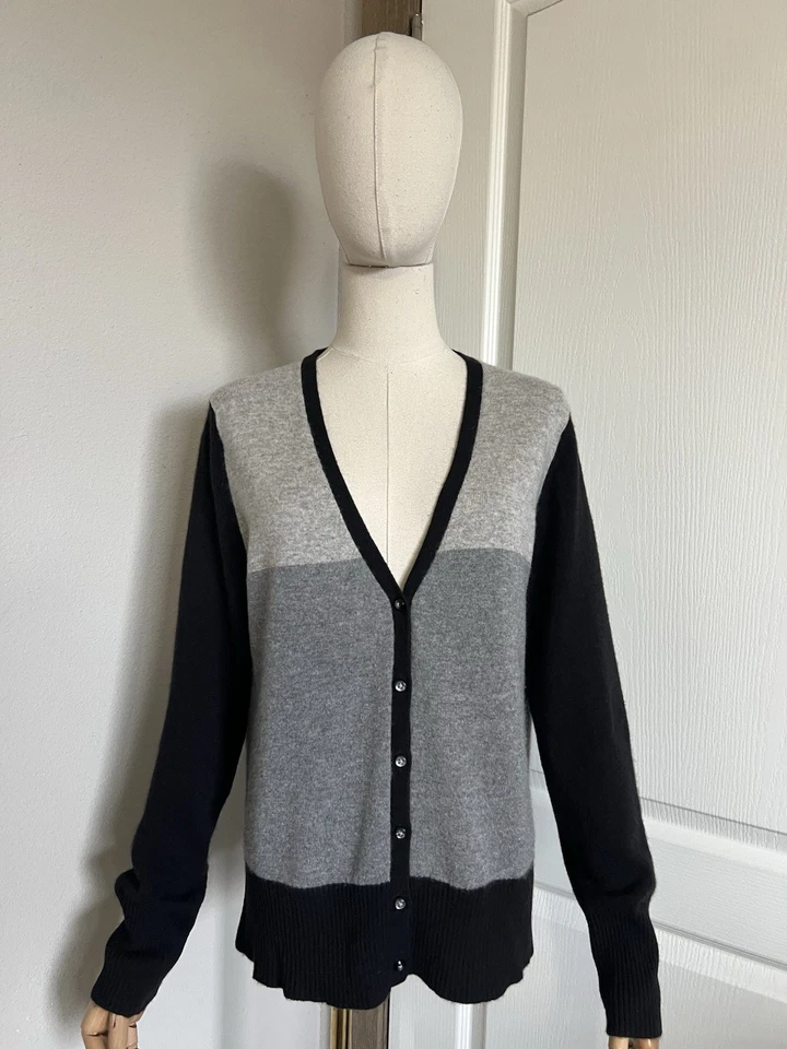 APT. 9 100% чистый кашемир женщин кардиган свитер размер большой серый и черный - Изображение 2 из 4