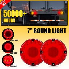 2pc 7 Round Red 36-led Tail Light For School Bus Transit Vehicles Refuse Hauler