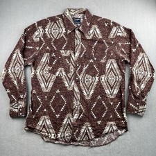 Vintage Wrangler Shirt Men 17.5-35 Aztec Southwest Cowboy Cut X Long Tails USA
