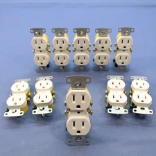 10 Hubbell White Residential Duplex Receptacle Outlets NEMA 5-15R 15A 125V RR15W