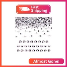 FASHEWELRY 1300Pcs Square Acrylic Letter Beads 4-5mm Cube Letter A-Z Alphabet Be