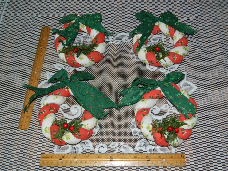 Rare Vintage Cloud 9 Dan Brechner Christmas Plush  Ornament Wreaths Lot of 4
