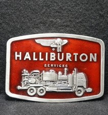 WH15144 *NOS* VINTAGE 1976 ***HALLIBURTON SERVICES*** ENERGY COMPANY BELT BUCKLE