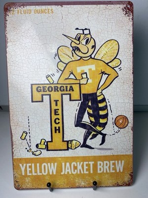 Georgia Tech Yellow Jackets Yellow Jacket Brew Sign - Retro 1970 s 1980 s