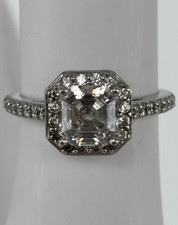 925 Sterling Silver Princess Solitaire with Accent Simulated Diamond Ring Size 7