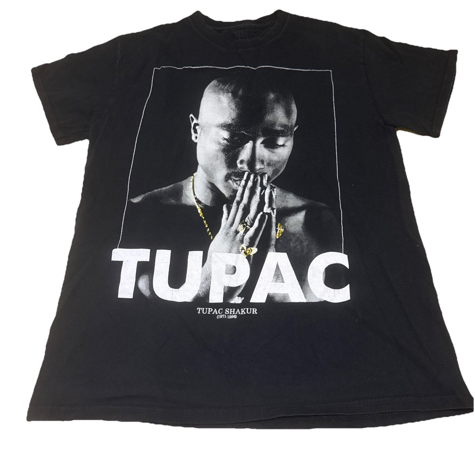FILA T shirt Tupac uomo taglia media nera Tupac Shakur Memorial '71 maglietta rap preghiera