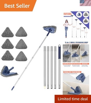 Wall Cleaner Mop with Long Handle 82 Inches 3-in-1 Ceiling Duster Microfiber ...