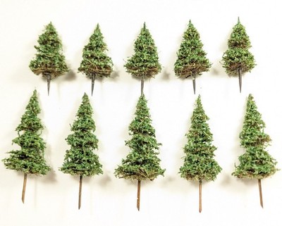 10pcs ELK RIVER 2.5'' 3.5'' SPRUCE TREES N HO Model Railroad Scenery 15mm 28mm RPG