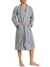 Latuza Men's Woven Cotton Robe Long Sleeves Bathrobe XL Charcoal Stripe