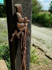 Hand Carved 58-1/2" Walking Stick Cane Horse Rider Folk Art Signed TC Date 12/04
