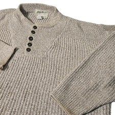 Vintage Eddie Bauer Henley Sweater Men's M Chunky Knit Heavyweight Henley USA