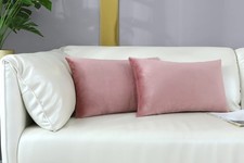 Mixeoo Comfy Dusty Rose Velvet Lumbar Throw Pillow Covers 12x20 - Set of 2