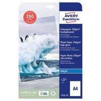 Avery Zweckform Fotopapier 2556-20 Din A4 HochgläNzend 250 G/Qm 20 Blatt