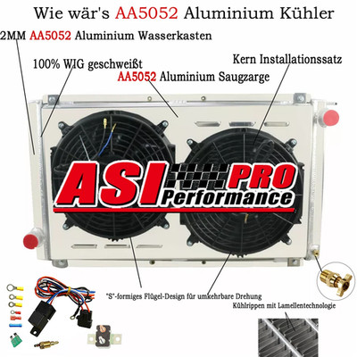 3 Reihe Alu kühler+Lüfter+Relay Für SUBARU IMPREZA WRX GC8 STI 2.0L 92-99 DE.