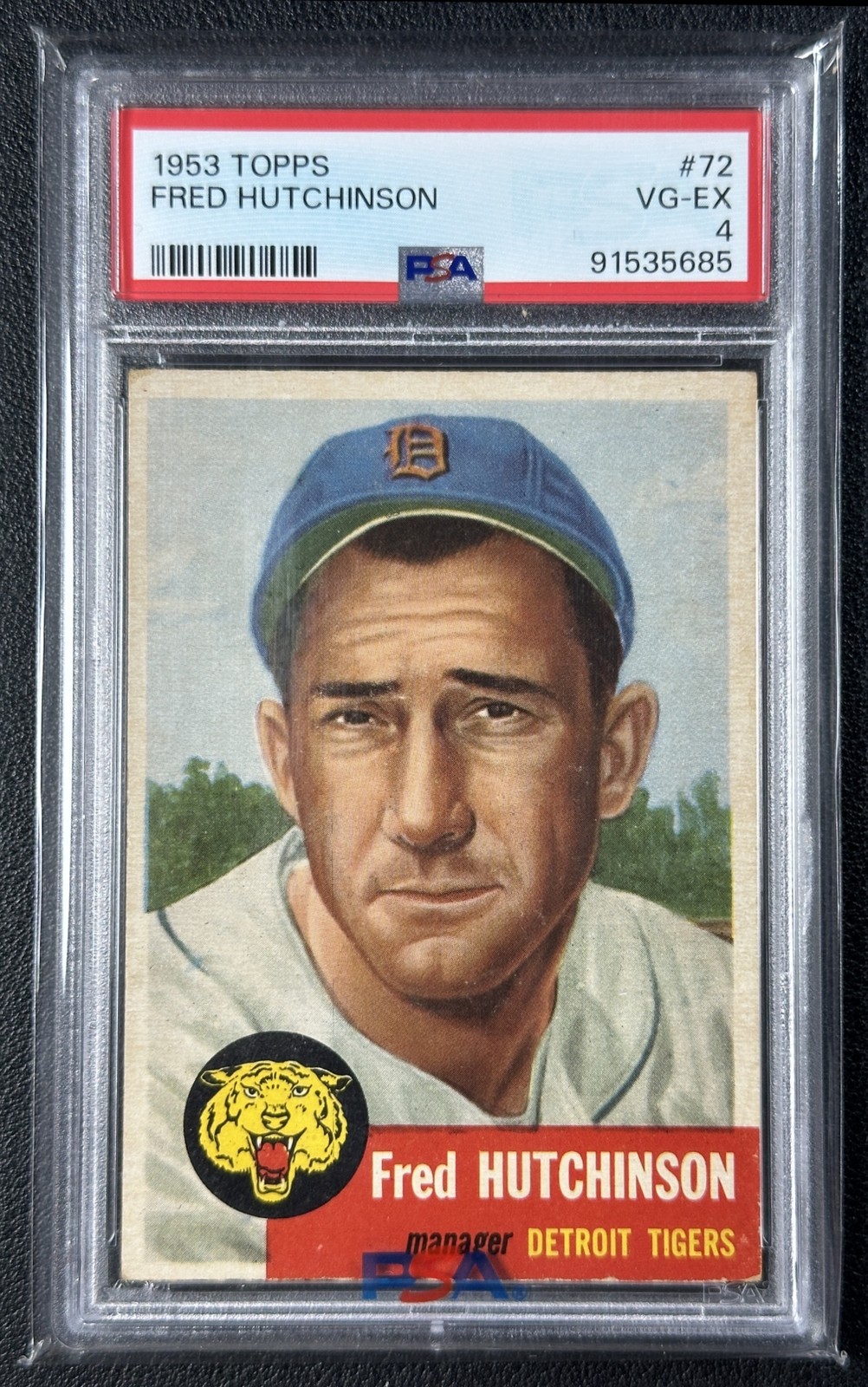 FRED HUTCHINSON PSA 4 1953 TOPPS BASEBALL #72 TIGERS 5685