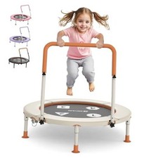 BT1 36'' Toddler Trampoline, ASTM Certified-Foldable Mini Trampolines Beige