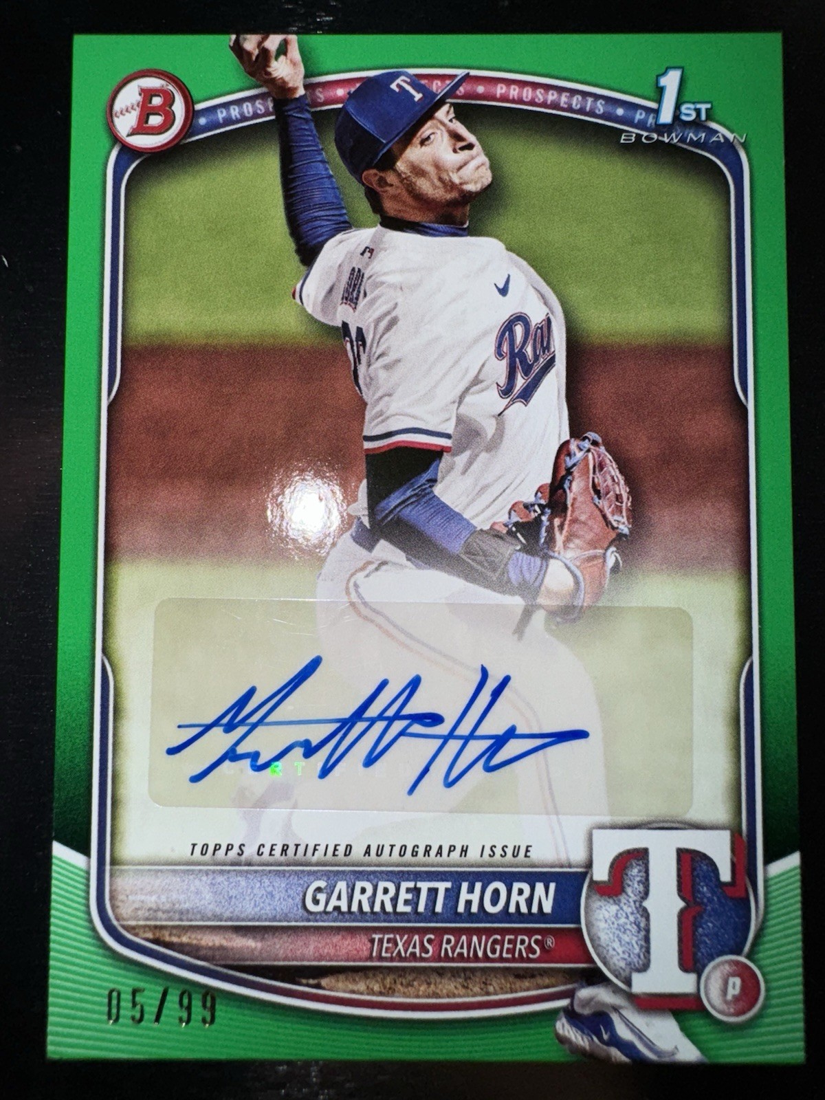 2025 Bowman 1st - Paper Prospect Autographs Garrett Horn #BPA-GH Green /99