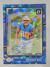 2024 Optic Rated Rookie #213 Brenden Rice Blue Cracked Ice On Card Auto 15/15