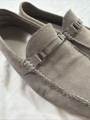Hugo Boss Grey Drimeto Moccasin Loafer Suede Leather Men display picture 1