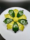 Vintage ‘60s Enameled Flower Pin Brooch Light/Dark Green 2.25” Diameter — photo 1