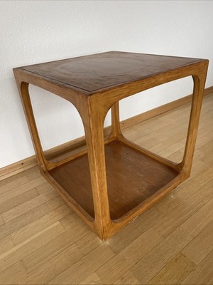 Teak Quadrille Table Coffee Side  Table Vintage Danish 52x45x45cm Mit Rollen
