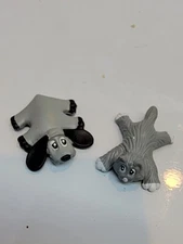 Vintage Pound Puppies Micro Galoob Mini Figure 1990's GREY BLACK PUPPY DOG & Cat