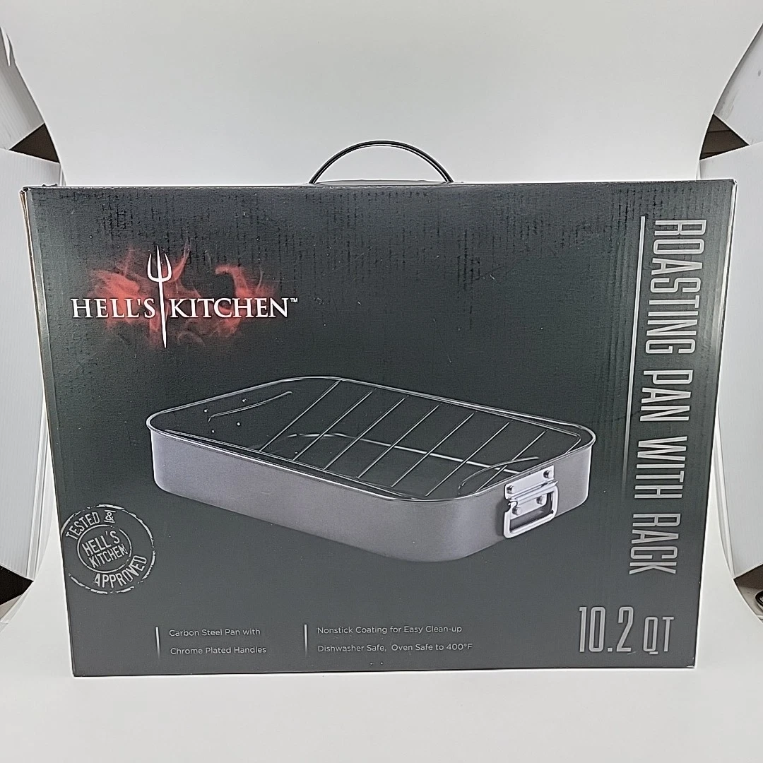 Hell's Kitchen Roasting Pan With Rack 10.2 Qt Carbon Steel Nonstick New
Opens in a new window or tab