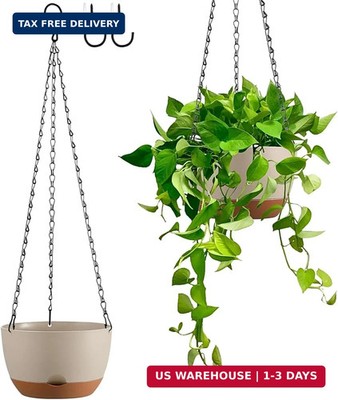 Set of 2 Hanging Planters for Indoor Outdoor Plants, 8 Inch Self-Watering Hangin