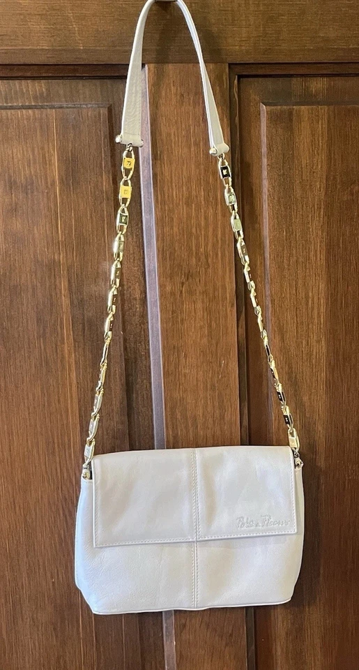 Bolso de Hombro Danielle Nicole Cuero Guijarro Marfil Cadena Dorada Correa Tubería Dorada Foto 2 de 4